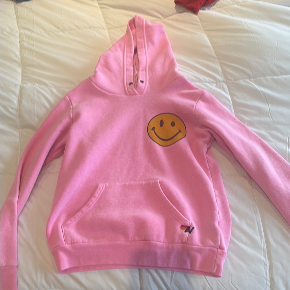 Aviator Nation KID'S SMILEY 2 PULLOVER HOODIE - NEON PINK
